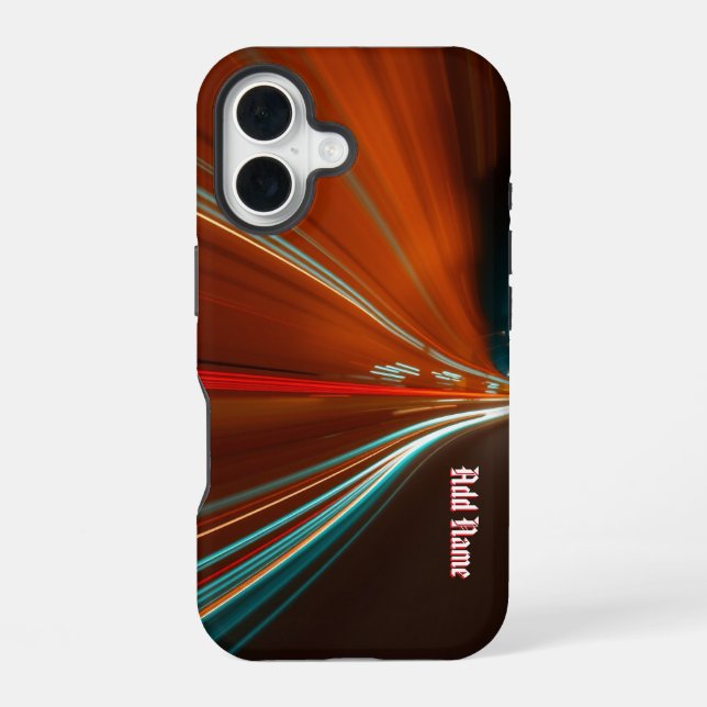 Dynamic Light Trails in Motion iPhone 16 Case (Back)