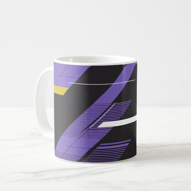 Dynamic Lines and Contrasting Colours Coffee Mug (Front Left)