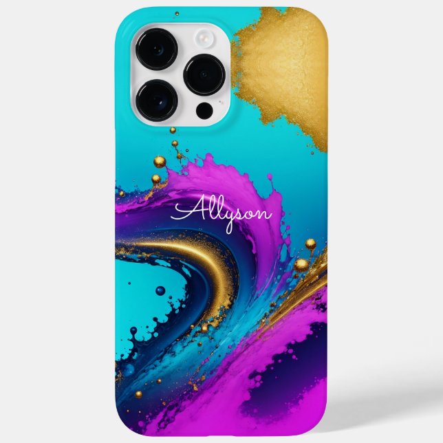 Dynamic Liquid Abstract, White Script Name Case-Mate iPhone Case (Back)