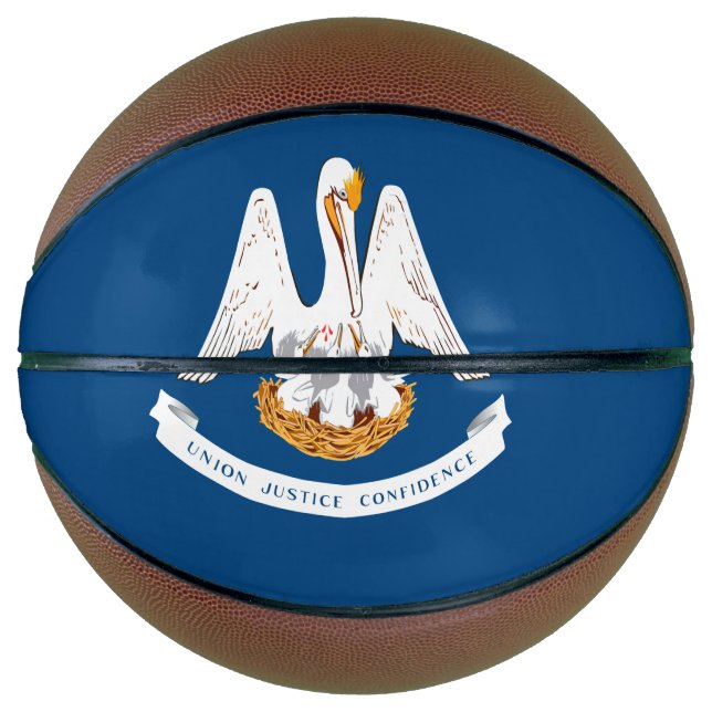 Dynamic Louisiana State Flag Graphic on a Basketball (Front)