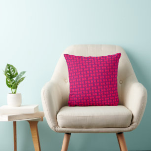 Dynamic Magenta Purple Interlock Pattern Art Cushion