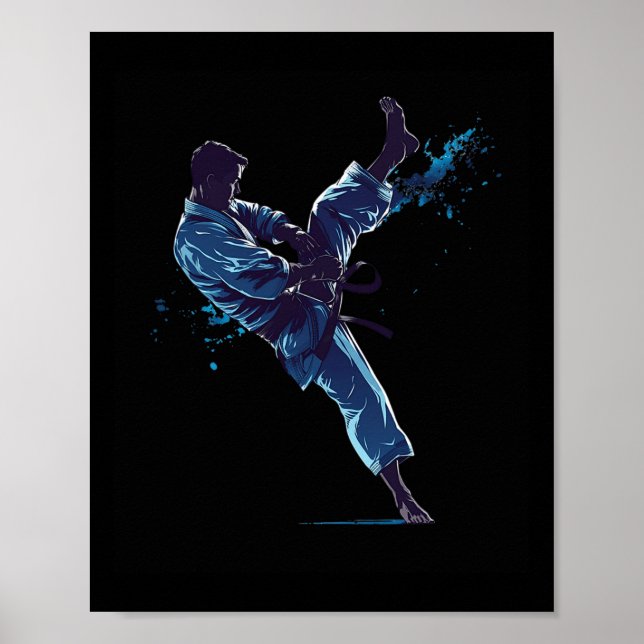 Dynamic Martial Artist Karate Kick  Poster (Front)