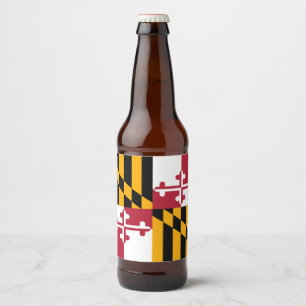 Dynamic Maryland State Flag Graphic on a Beer Bottle Label