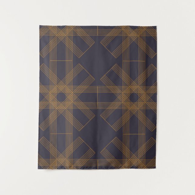 Dynamic, modern, cool, abstract line pattern art tapestry (Front)