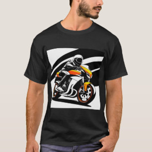 Dynamic Motorbike Illustration with Rider T-Shirt