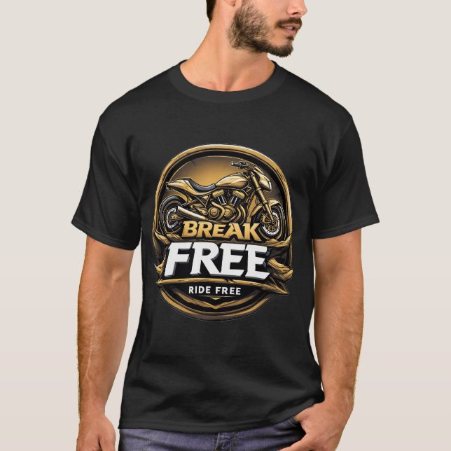 Dynamic Motorcycle with Bold Typography T-Shirt (Front)