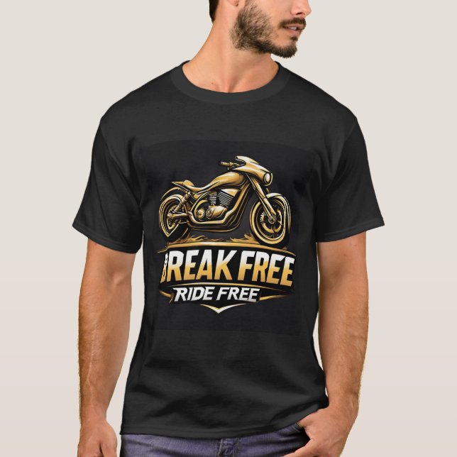 Dynamic Motorcycle with Bold Typography T-Shirt (Front)