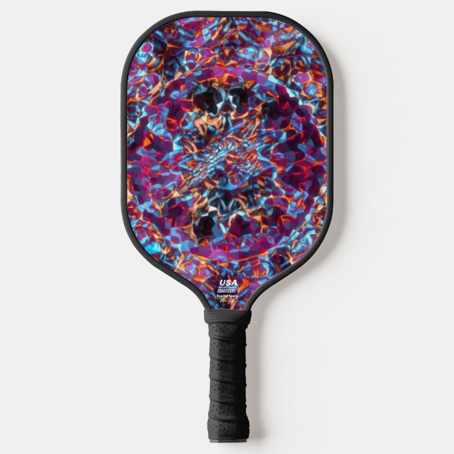 Dynamic Multicolored Abstract Cosmic Textured Pickleball Paddle (Front)