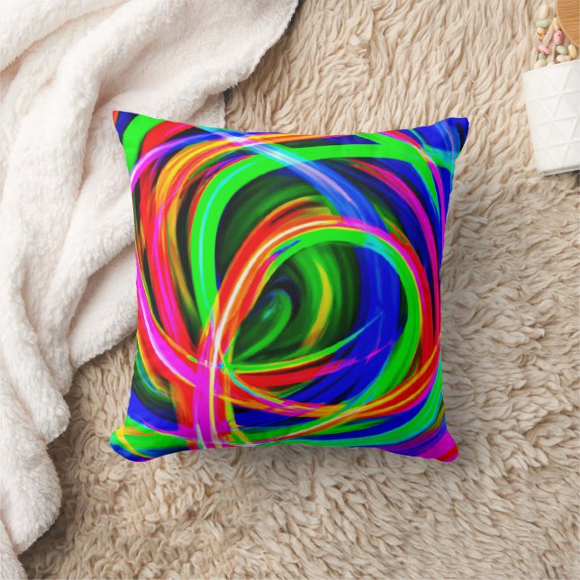 Dynamic Neon Abstract Hues Cushion (Blanket)