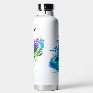Dynamic Neon Abstract Soccer Ball Water Bottle