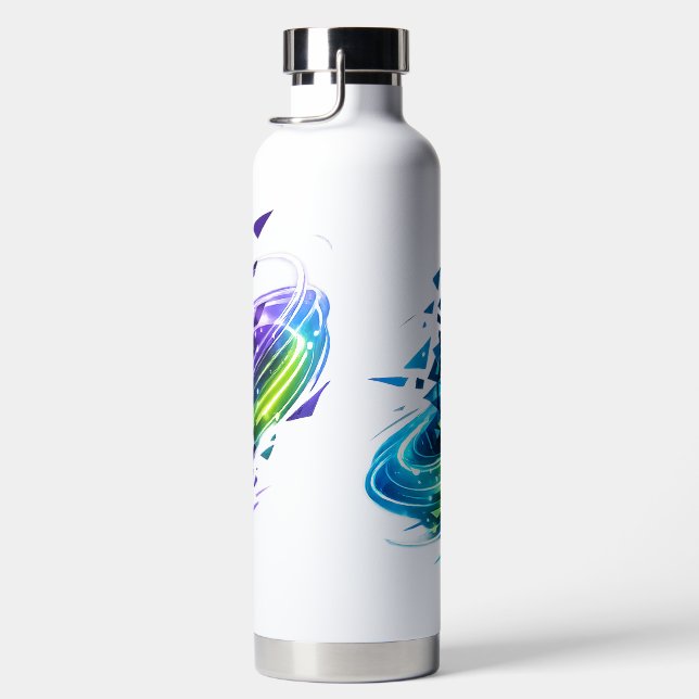 Dynamic Neon Abstract Soccer Ball Water Bottle (Right)