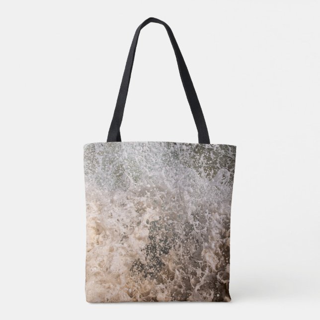 Dynamic Ocean Waves and Sea Foam Abstract Tote Bag (Back)
