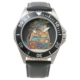 Dynamic ocean waves design: Men's Vintage Black Watch