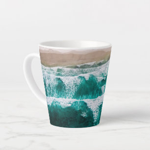 Dynamic Ocean Waves Scenic Coastal View Photo Latte Mug
