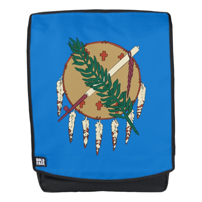 Dynamic Oklahoma State Flag Graphic on a Backpack (Front)