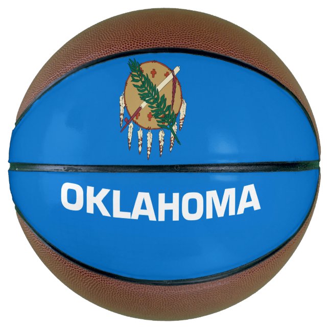 Dynamic Oklahoma State Flag Graphic on a Basketball (Front)