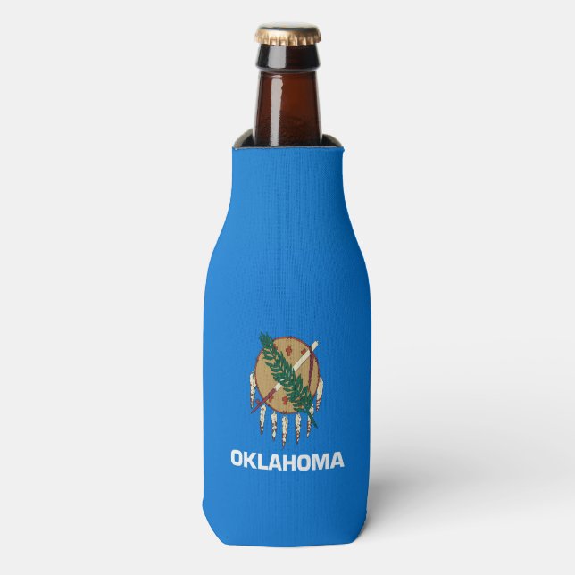 Dynamic Oklahoma State Flag Graphic on a Bottle Cooler (Bottle Front)