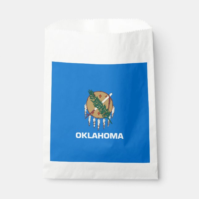 Dynamic Oklahoma State Flag Graphic on a Favour Bag (Front)