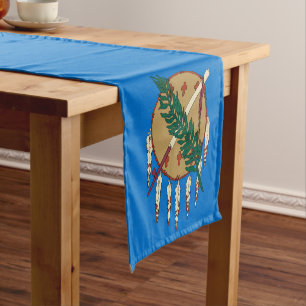Dynamic Oklahoma State Flag Graphic on a Short Table Runner
