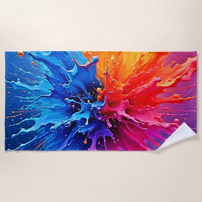Dynamic Paint Splash Abstract Beach Towel (Front)