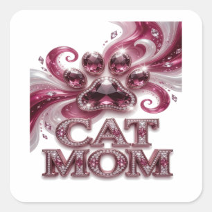 Dynamic Pink CAT MOM Label Design