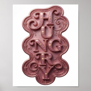 Dynamic Pink HUNGRY Bold Design Poster