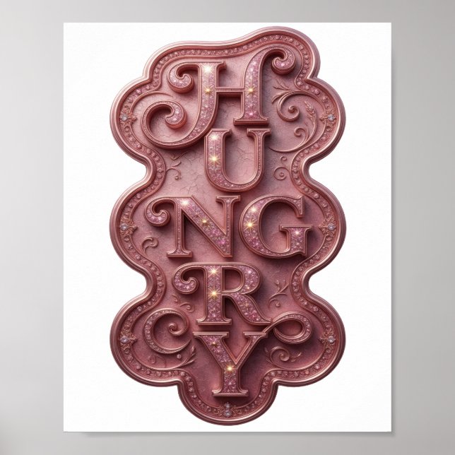 Dynamic Pink HUNGRY Bold Design Poster (Front)