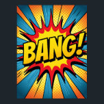 Dynamic Pop Art 'BANG!' Comic Style Poster<br><div class="desc">This poster captures the raw, explosive energy of a classic comic book action scene. The jagged, dynamic starburst and high-contrast colours create a visual shockwave, celebrating the moment of impact. It's a modern tribute to the bold, graphic style of 1960s Pop Art, designed to be a loud and dynamic statement...</div>