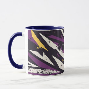 Dynamic Purple and Yellow Geometric Abstract Art Mug