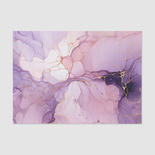 Dynamic Purple Peach & Gold Watercolor Tissue Paper (Front)