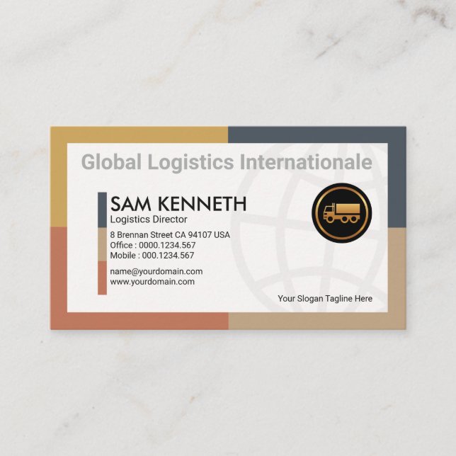 Dynamic Rectangle Border Global Logistics Business Card (Front)