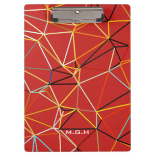 Dynamic Red Abstract Geometric Monogram Clipboard