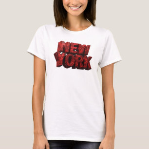 Dynamic Red NEW YORK 3D Text Art T-Shirt