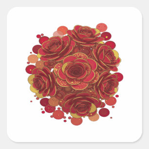 Dynamic Red RED ROSES AND BRIGHT STARS Sticker