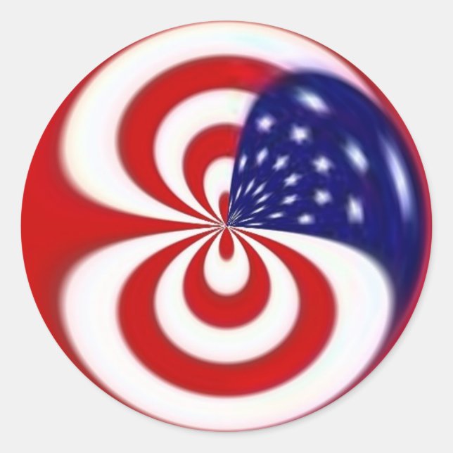Dynamic Red White and Blue Classic Round Sticker (Front)