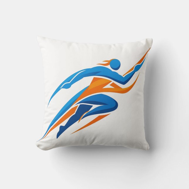 Dynamic Runner Logo Blue Orange Speed Gift Cushion (Front)