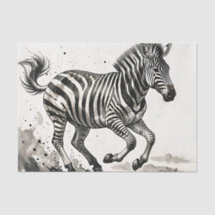 Dynamic Running Zebra Ink Art Tissue Paper