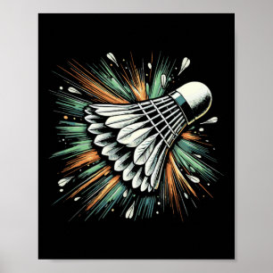 Dynamic Shuttle Burst Badminton Player Poster