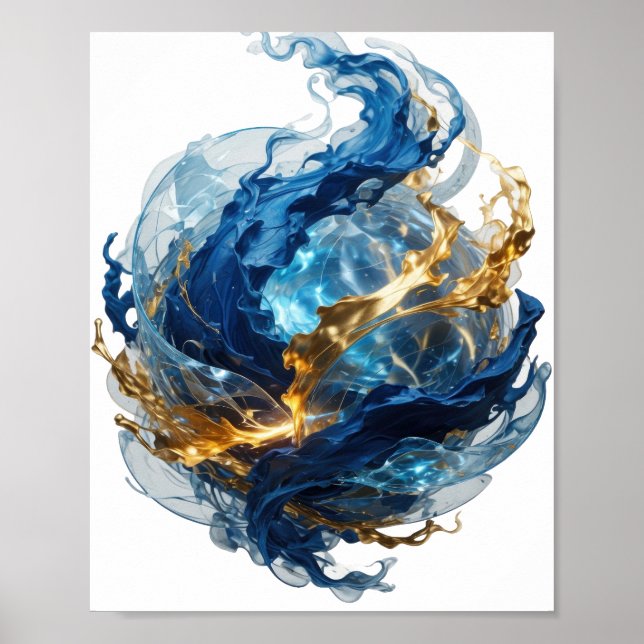 Dynamic Silver ABSTRACT ART Abstract Design v2 Poster (Front)