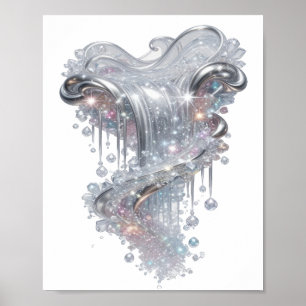 Dynamic Silver ABSTRACT ART Fashion Print