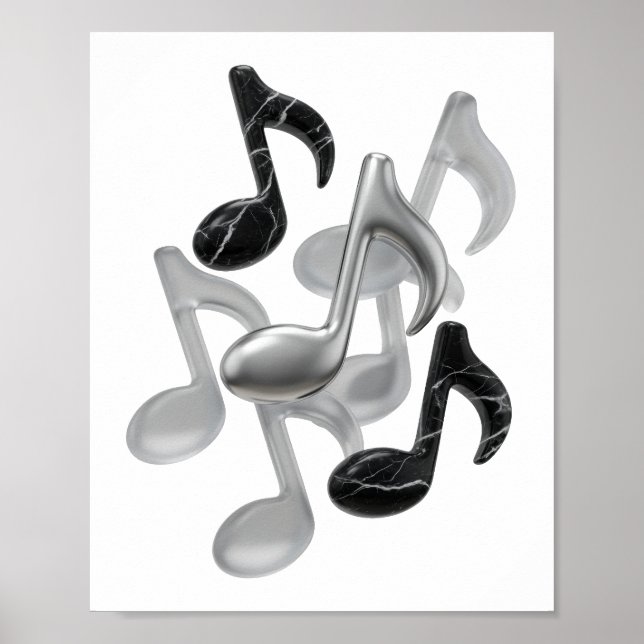 Dynamic Silver ABSTRACT ART Graphic Design Poster (Front)