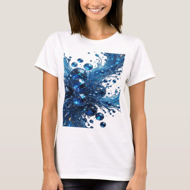 Dynamic Silver BLUE DIAMONDS Print T-Shirt (Front)