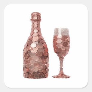 Dynamic Silver COIN BOTTLE AND GLASS Sticker Art