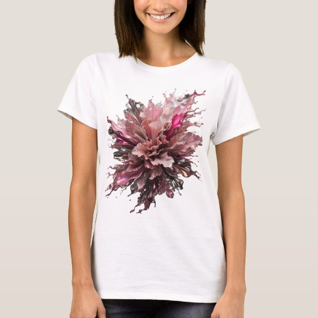 Dynamic Silver & Pink ABSTRACT ART Custom Tee (Front)