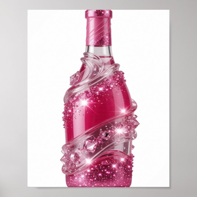 Dynamic Silver PINK GLITTER BOTTLE Poster (Front)