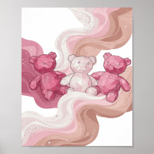 Dynamic Silver THREE TEDDY BEARS IN SPACE Poster
