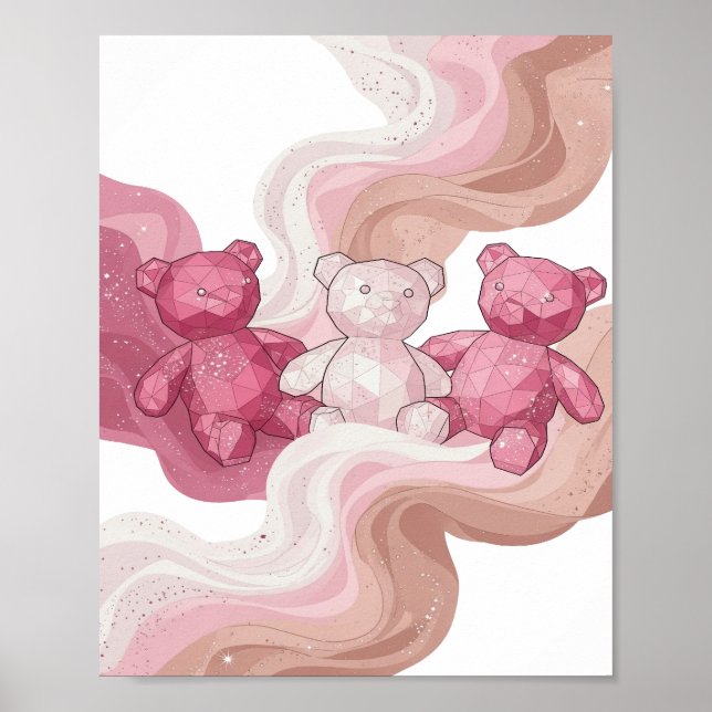 Dynamic Silver THREE TEDDY BEARS IN SPACE Poster (Front)