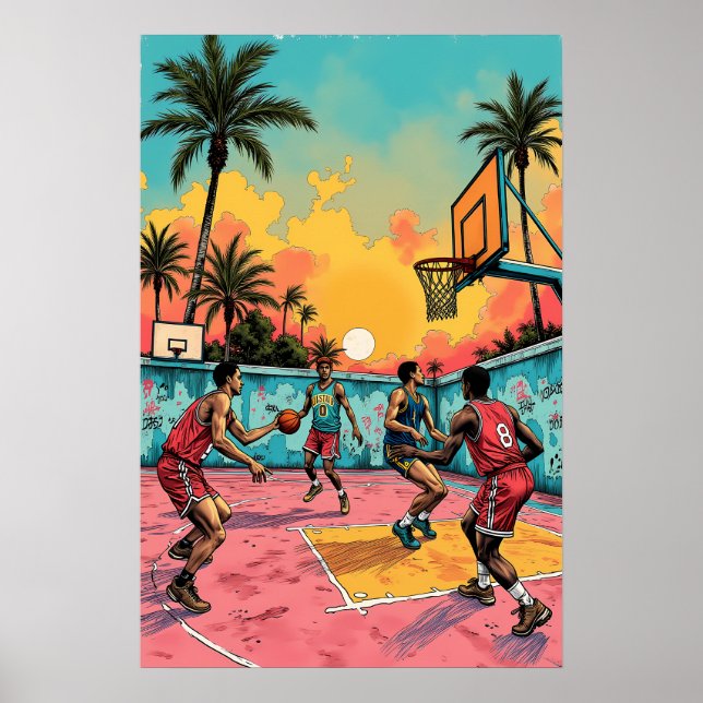 Dynamic Slam Dunk - Basketball Game Illustration Poster (Front)