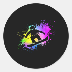 Dynamic Snowboarder Abstract Art Winter Sports 3  Classic Round Sticker