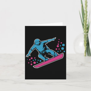 Dynamic Snowboarder Abstract Art Winter Sports 4 Card